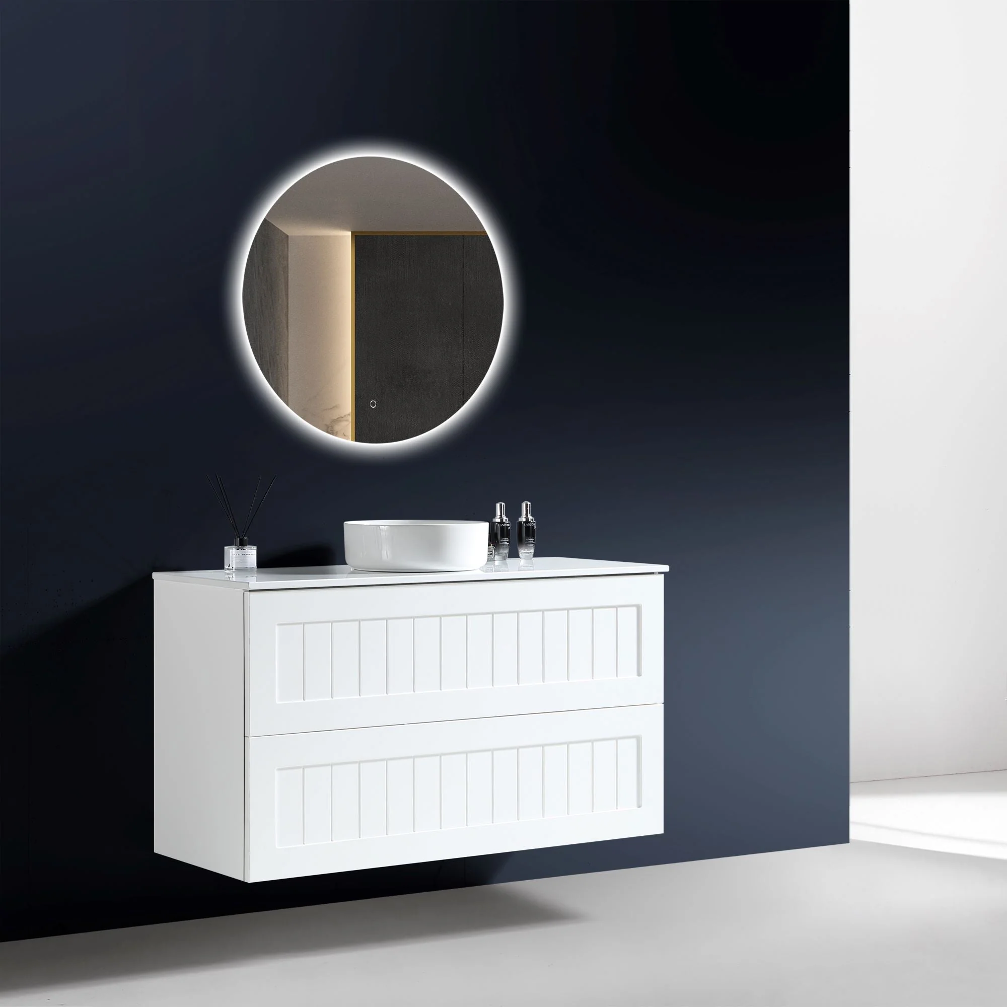 MELA - HAMPTON 1200 Matt White Wall Hung Vanity with Drawers - Image 3