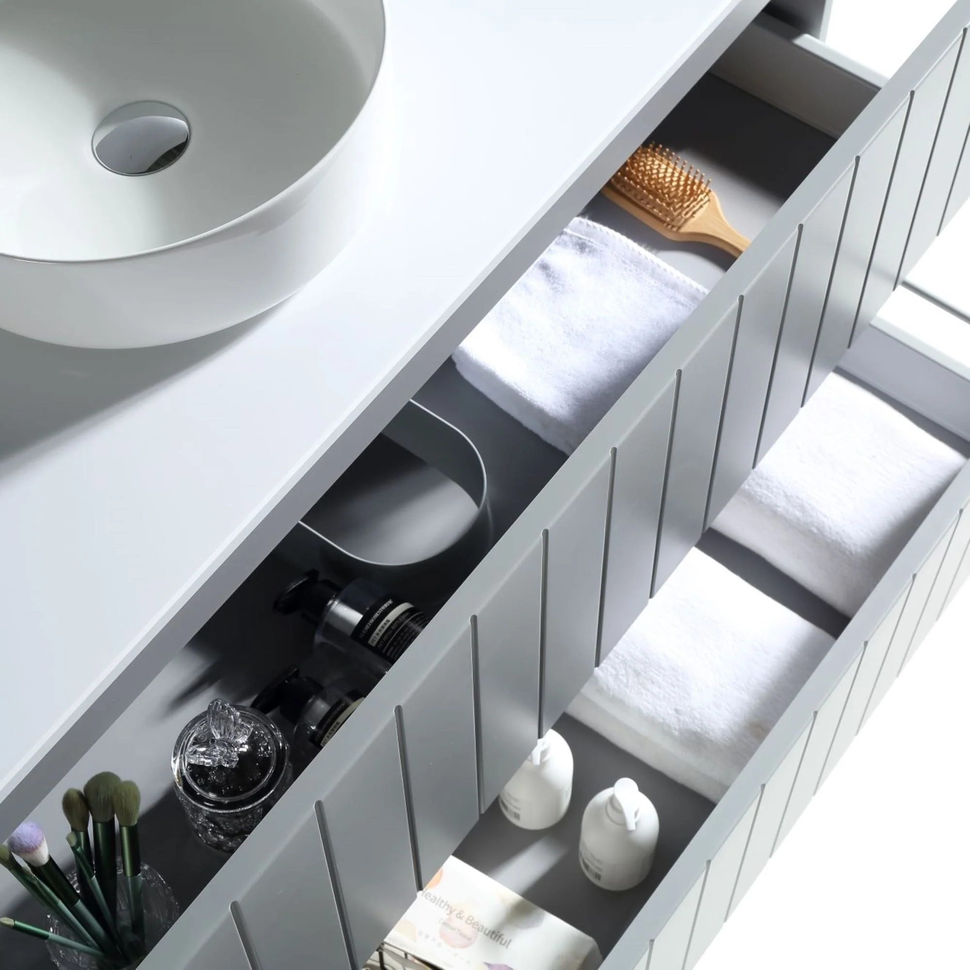 MELA - PASTEL 1200 Matt Grey Wall Hung Vanity with Drawers - Image 5